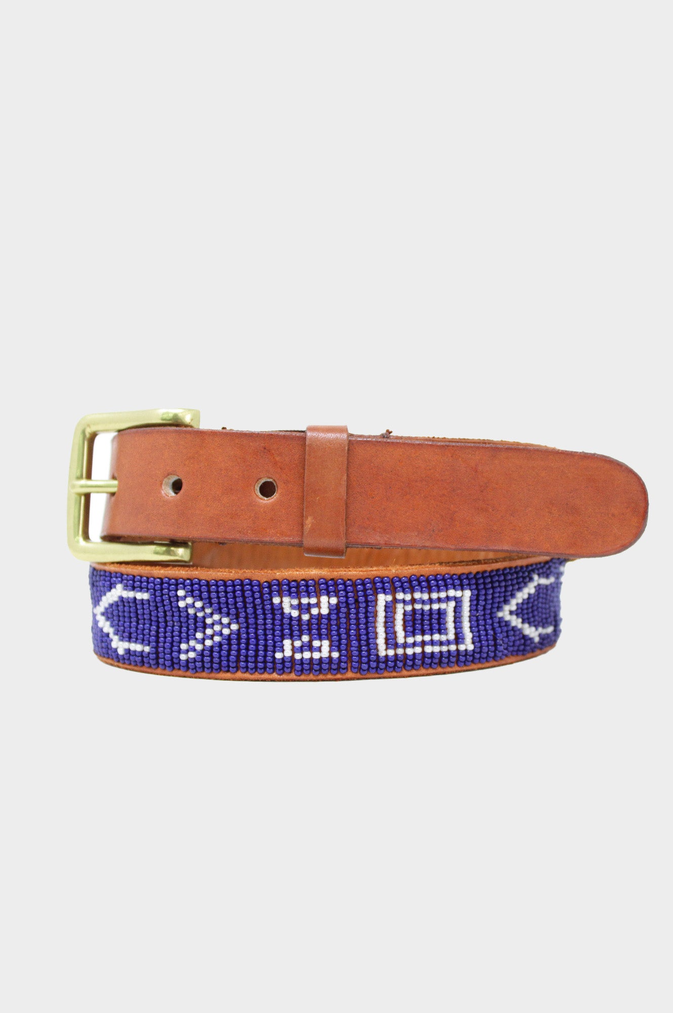 Aspiga Ladies Sustainable Leather Beaded Navy Village Belt