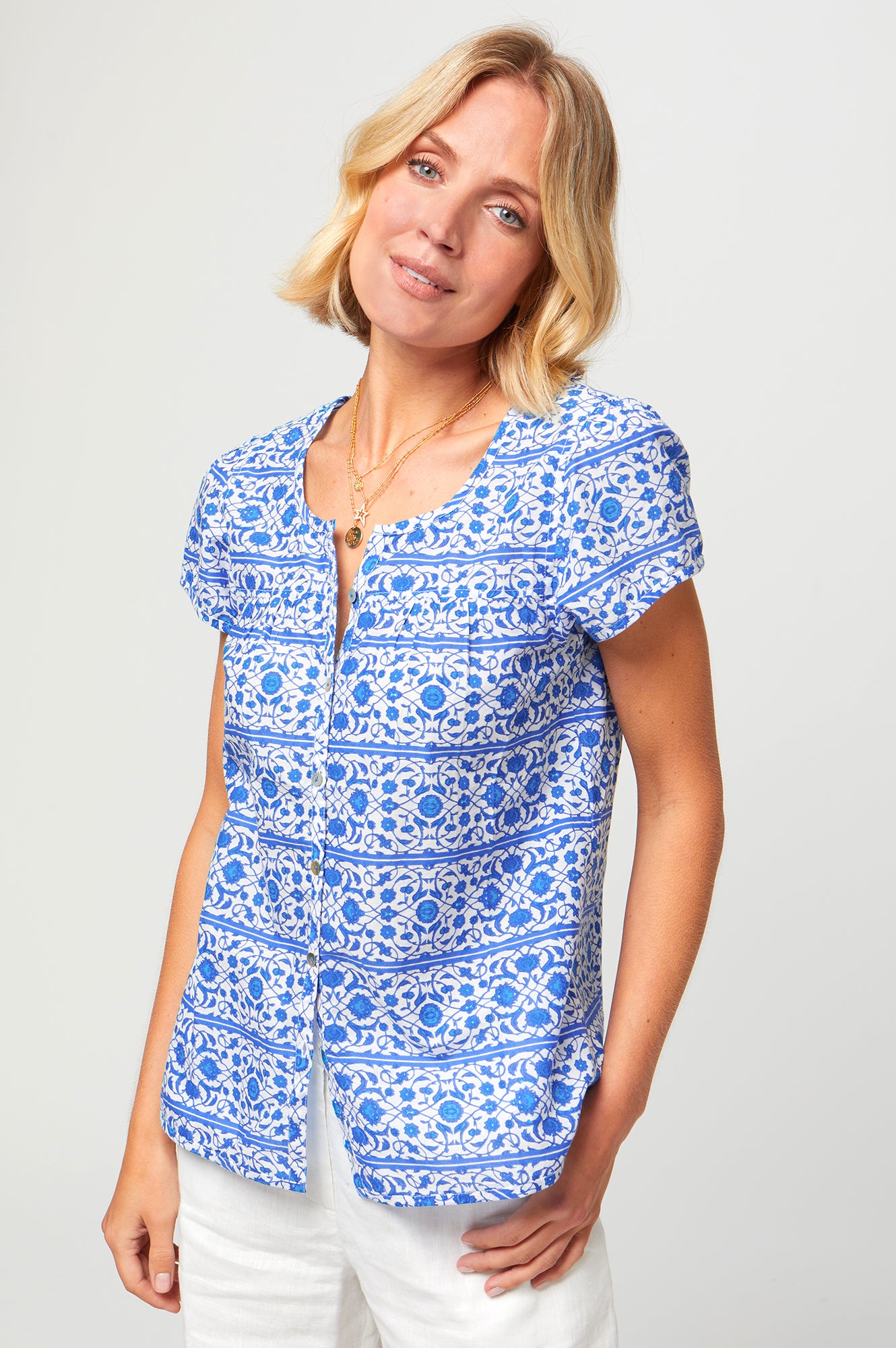 Aspiga Ladies Sustainable Lisbon Organic Cotton Shirt Blue White