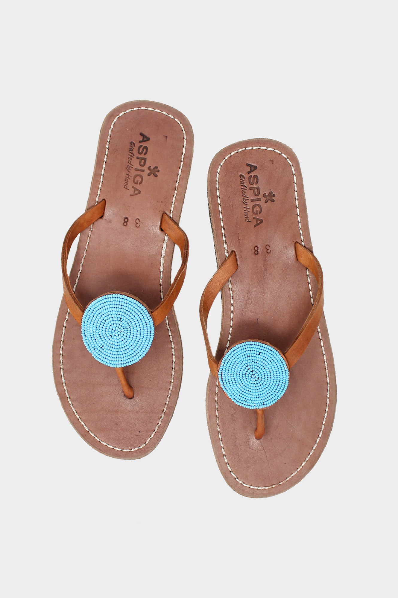 Aspiga Sustainable Leather and Glass Beaded Handmade Sandals