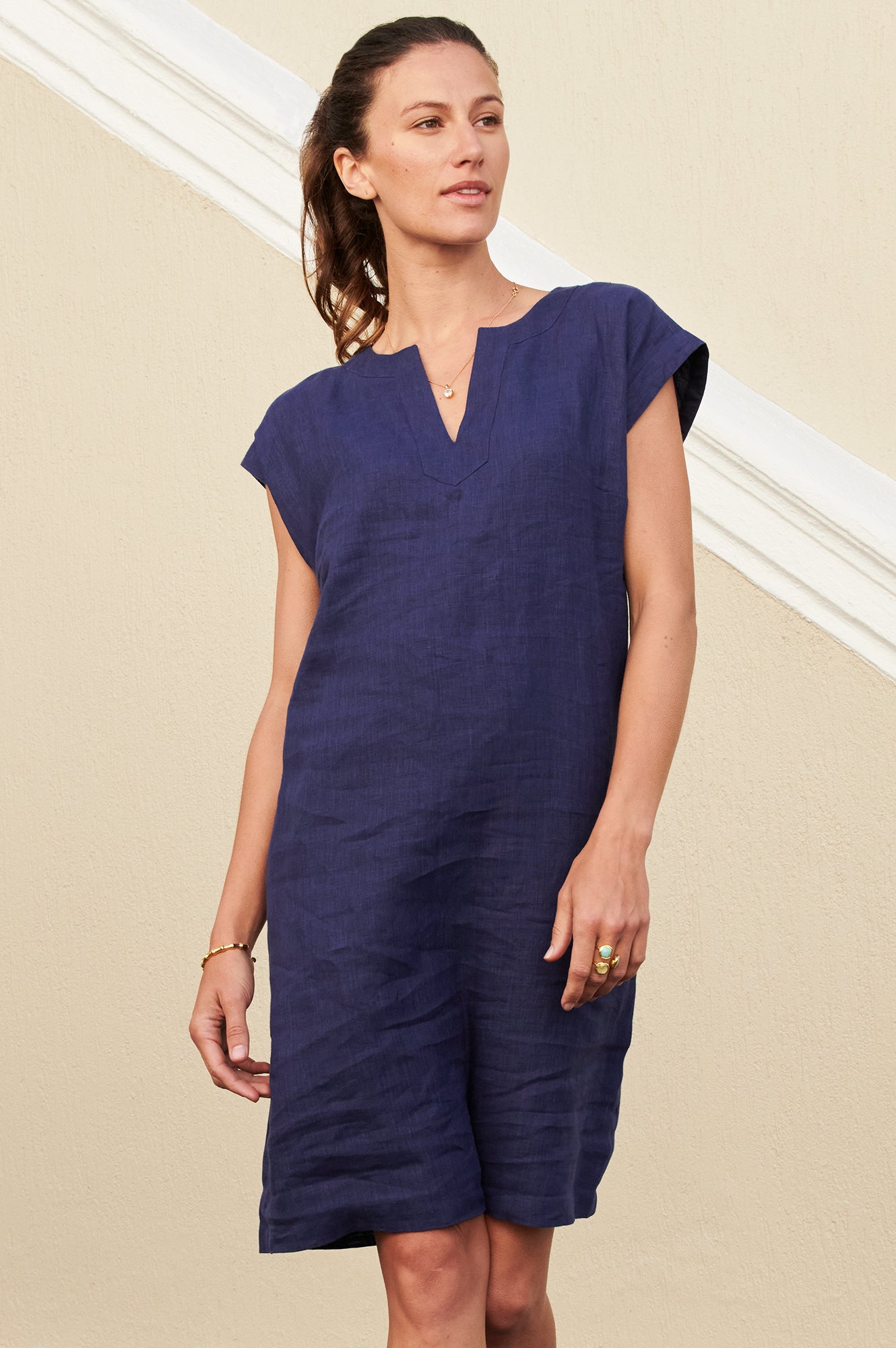 V neck hotsell linen shift dress