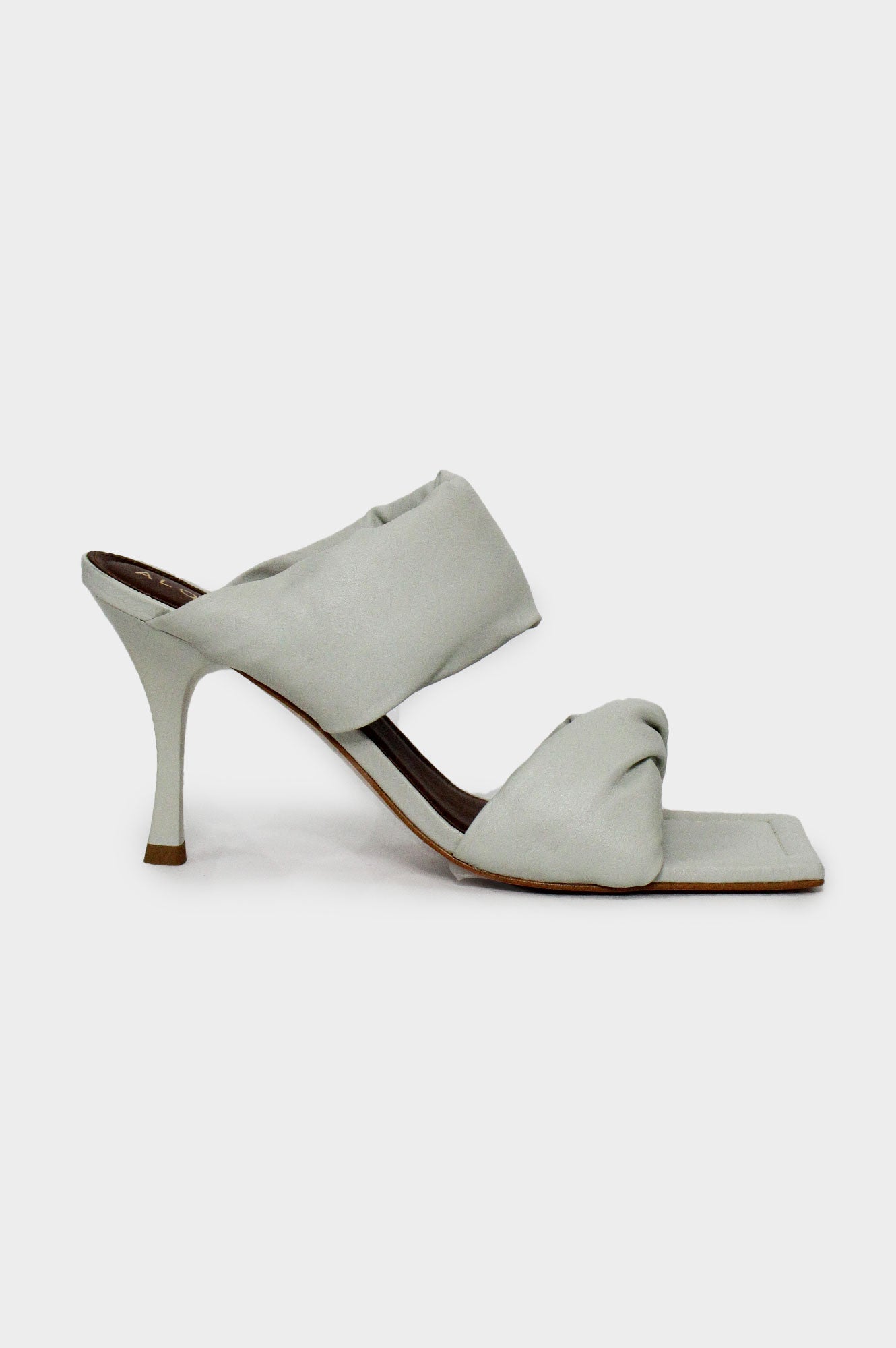 Alohas Sustainable Leather Kitten Heel Twist Straps Sandals White