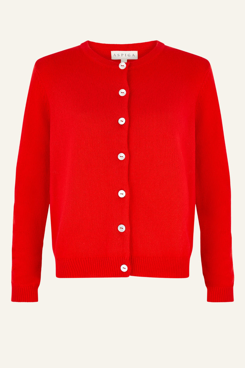 Merino Wool Classic Cardigan | Red