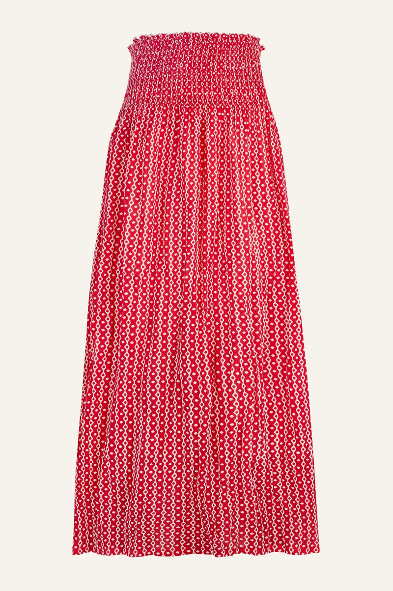 Brady Skirt | Santorini Border Red/White