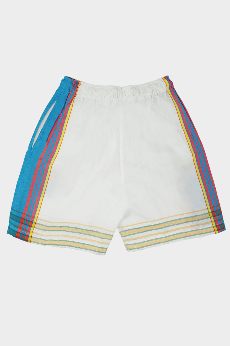 Kikoy Long Shorts | White/Turquoise