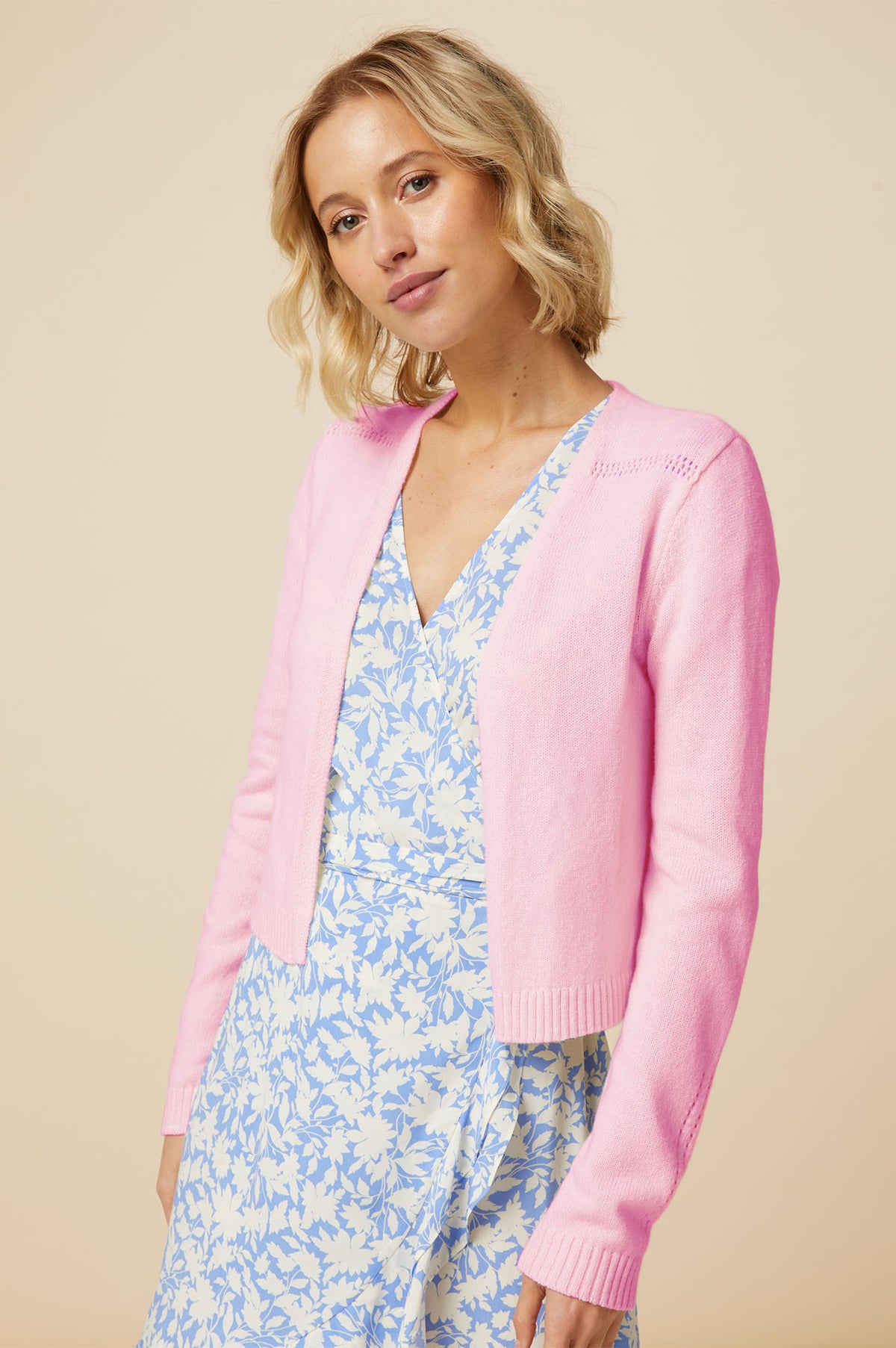 Aspiga Ladies Sustainable Edge to Edge Pink Cardigan