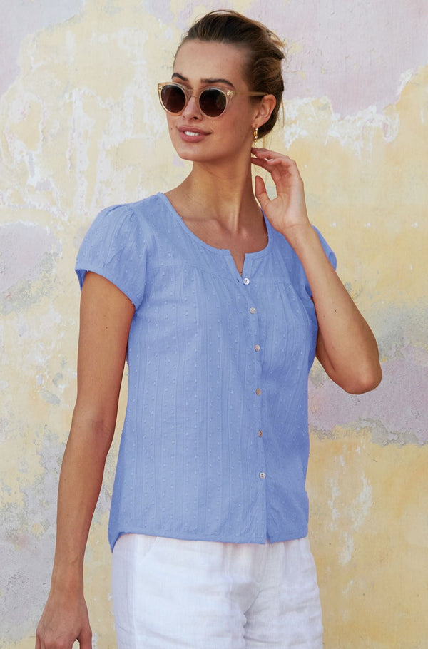 Lisbon Cotton Dobby Shirt | Blue