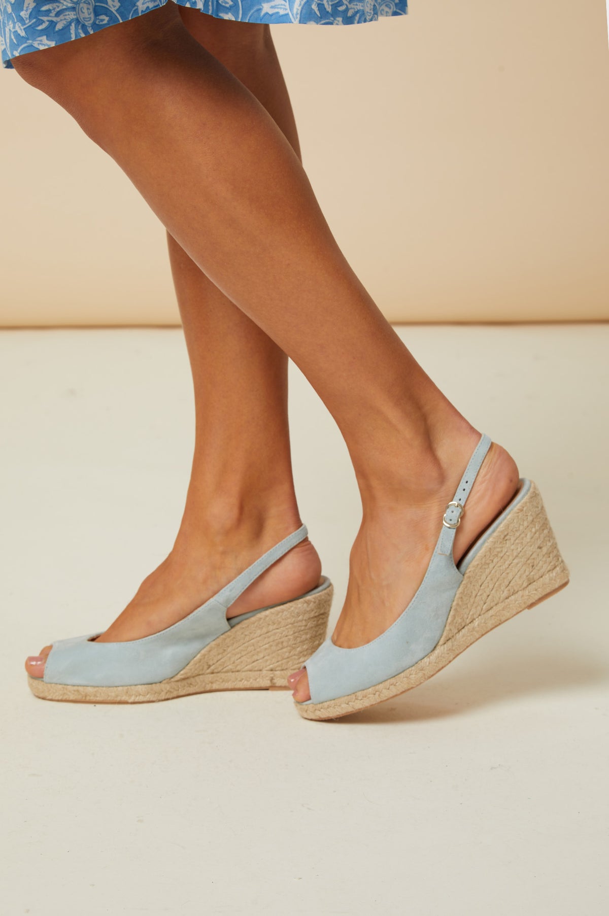 Mykonos Peep Toe Espadrilles Blue