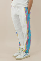 Unisex Kikoy Trousers | White/Turquoise