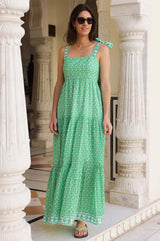 Tabitha Dress | Pop Flower Green/White