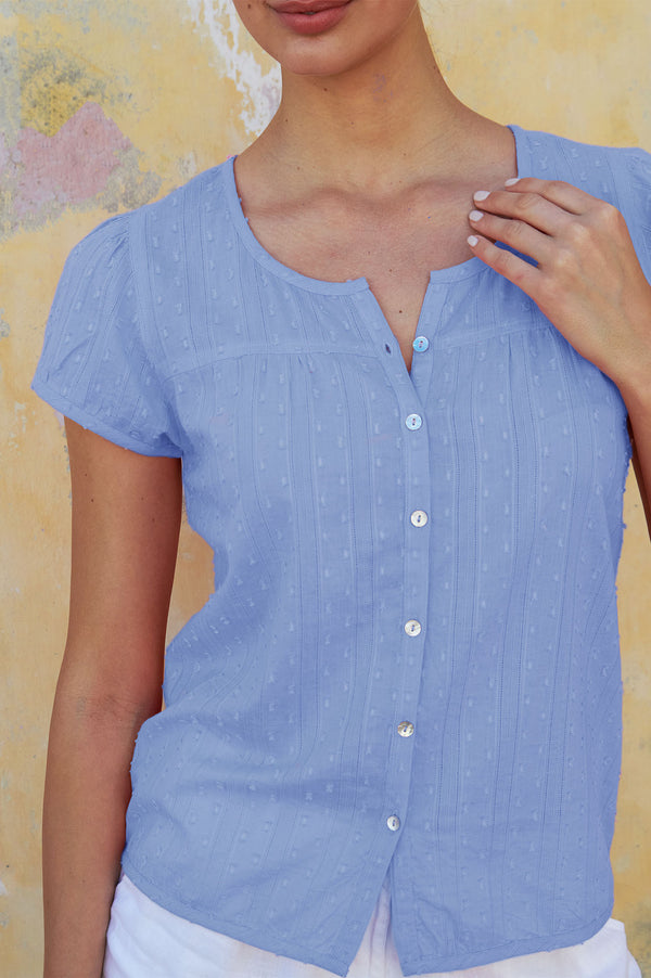 Lisbon Cotton Dobby Shirt | Blue