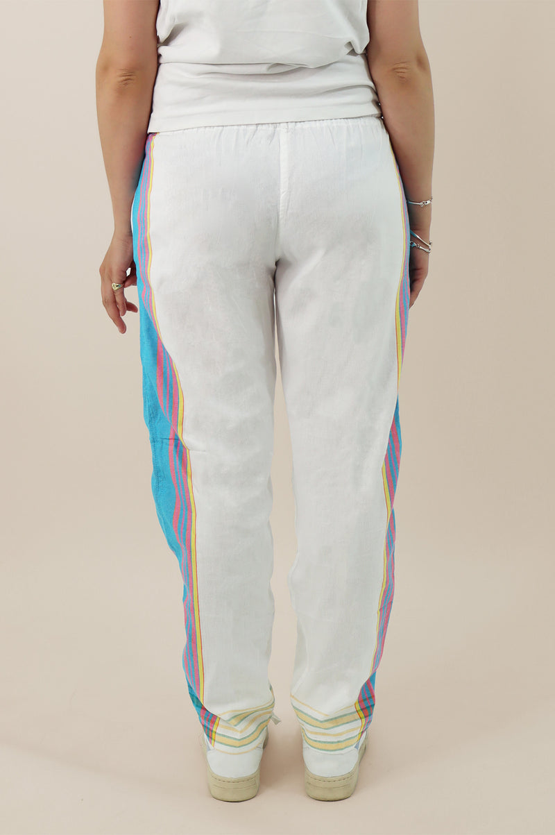 Unisex Kikoy Trousers | White/Turquoise