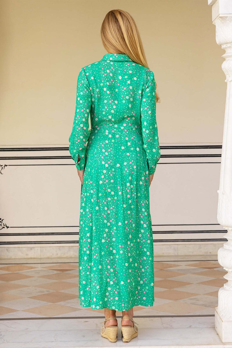 Eliza EcoVero™ Shirt Dress | Ditsy Patchwork Green