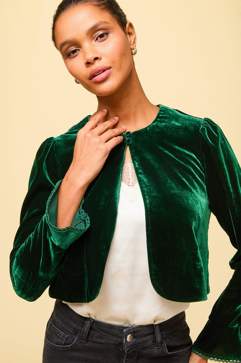 Adie Velvet Shrug | Emerald