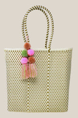 Bombon Medium Tote | Bone/Gold