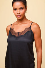 Satin Lace Cami | Black