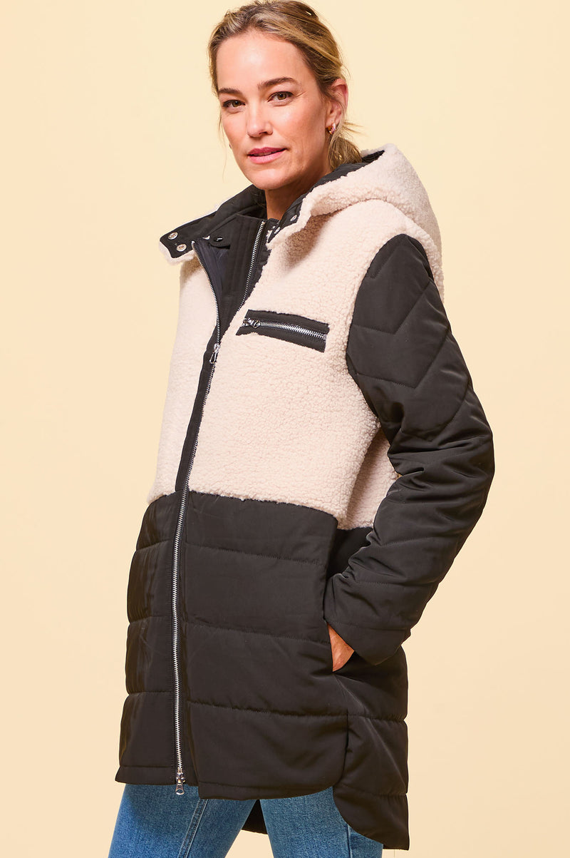 Petra Coat | Black/Taupe