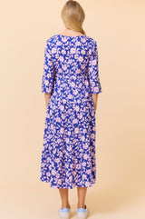 Emma EcoVero™ Midi Dress | Blossom Cobalt/Pink