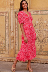 Anne Tea EcoVero™ Dress | Spring Garden Red/Pink