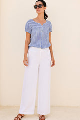 Lisbon Blouse | Santorini Border Blue/White