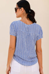 Lisbon Blouse | Santorini Border Blue/White