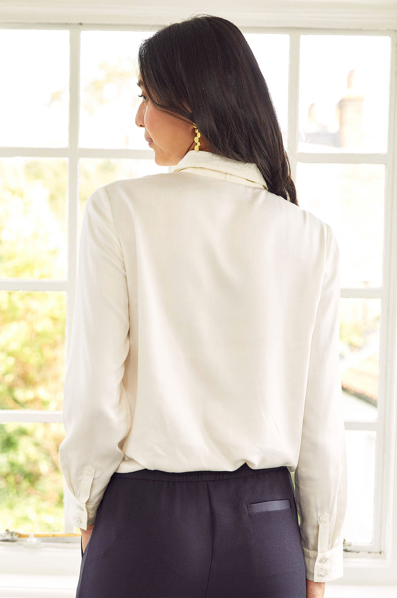 Satin Bow Blouse | Ivory