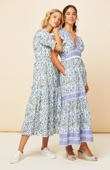 Cordelia Block Print Dress | Blue/Green