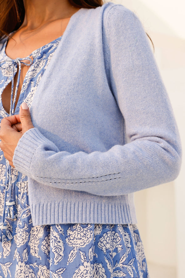 Merino Wool Edge To Edge Cardigan | Blue