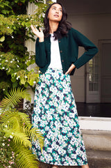 Elodie Skirt | Hazy Floral Navy/Cream/Green