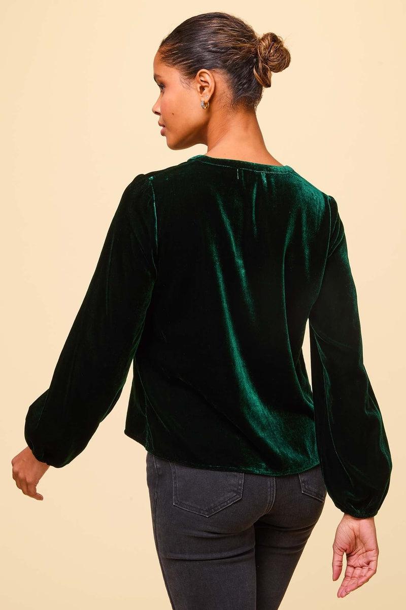 Faye Velvet Blouse | Emerald