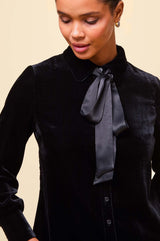 Ffion Velvet Shirt | Black