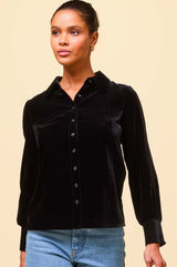 Ffion Velvet Shirt | Black