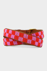 Fully Beaded Belt | Red/Pink