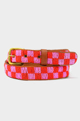 Fully Beaded Belt | Red/Pink