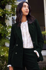 Theresa Stretch Corduroy Blazer | Bottle Green