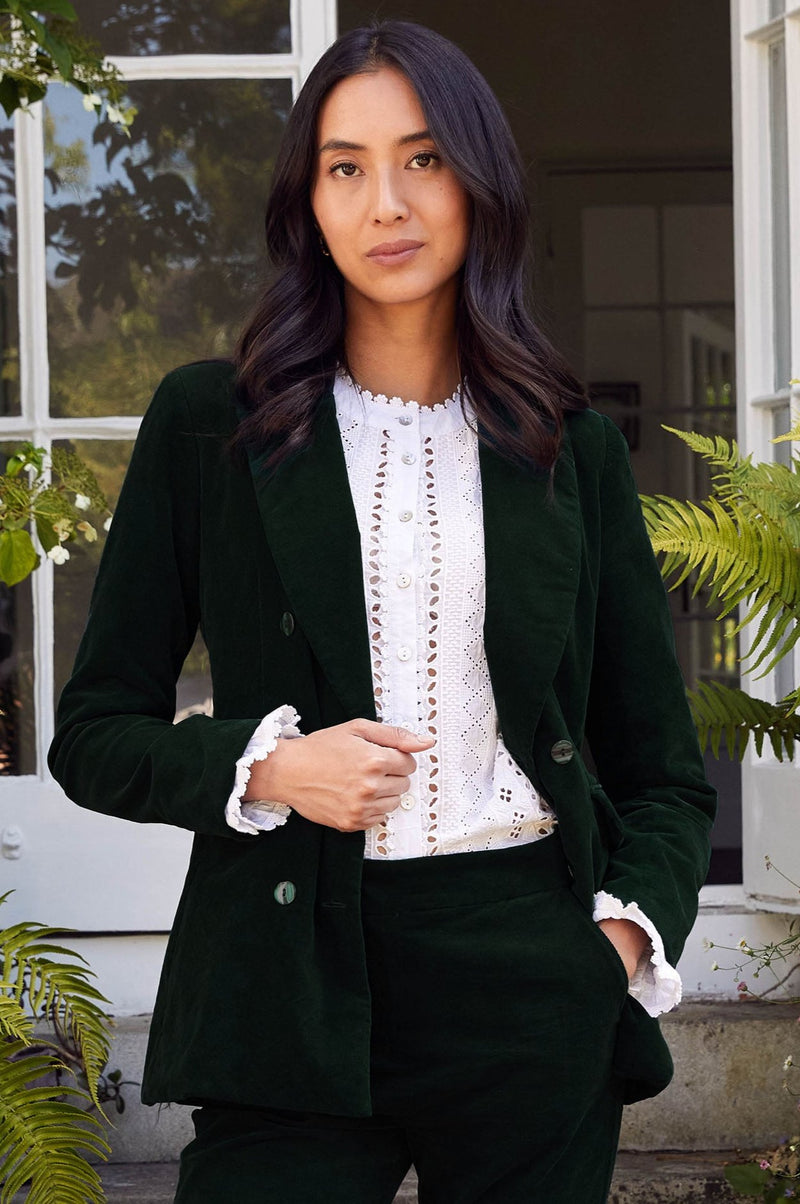 Theresa Stretch Corduroy Blazer | Bottle Green