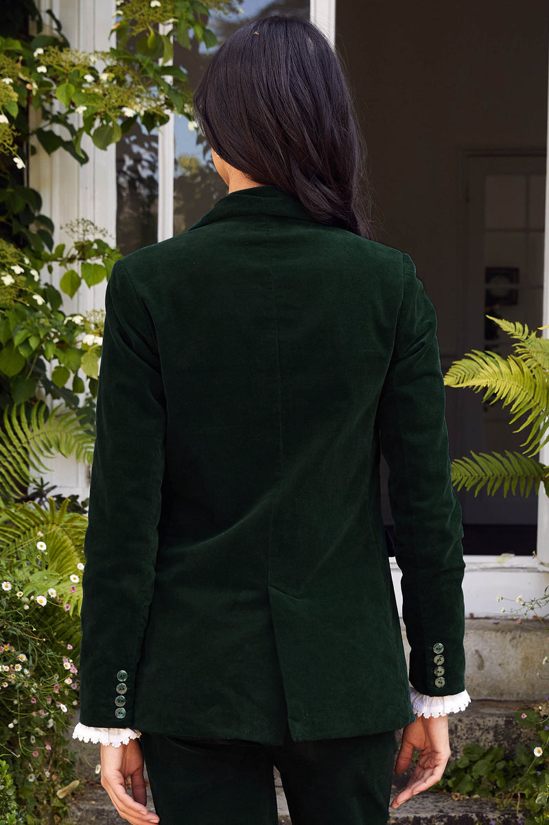 Theresa Stretch Corduroy Blazer | Bottle Green