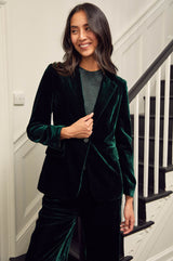 Asha Velvet Blazer | Emerald