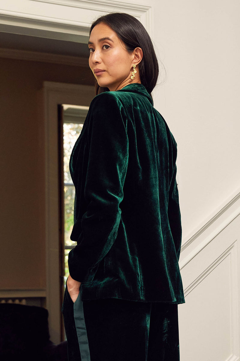 Asha Velvet Blazer | Emerald