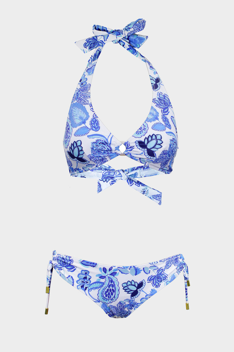Halter Recycled Bikini  Paisley Blue – Aspiga