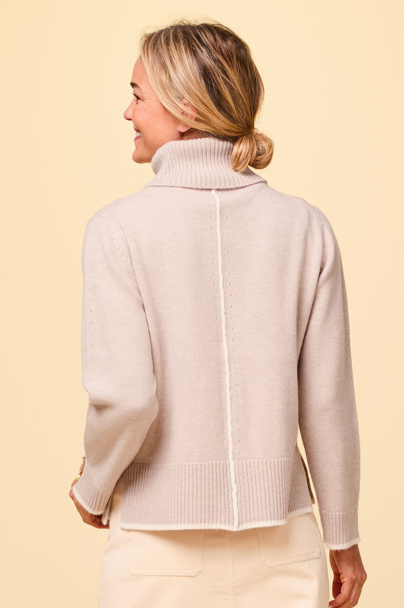 Merino Wool Roll Neck Jumper | Oat/Cream