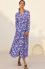 Eliza EcoVero™ Shirt Dress | Blossom Cobalt/Pink