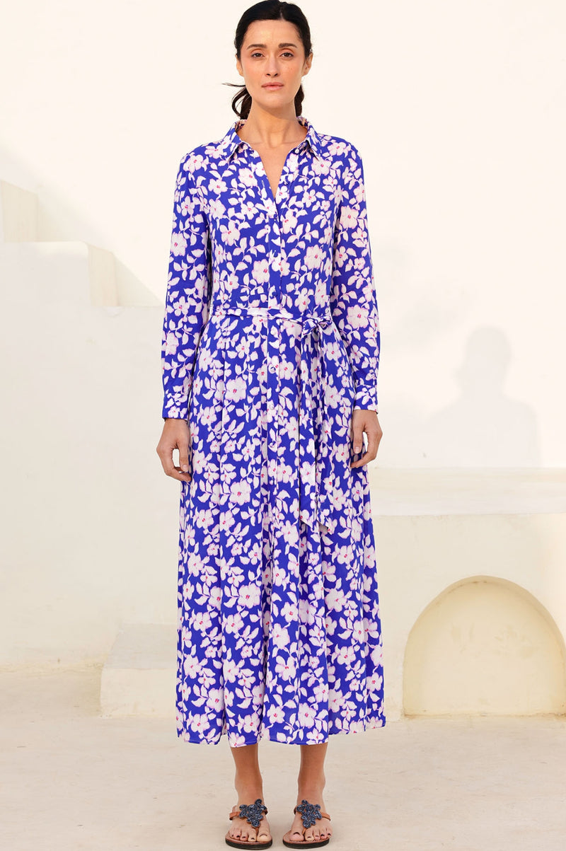 Eliza EcoVero™ Shirt Dress | Blossom Cobalt/Pink