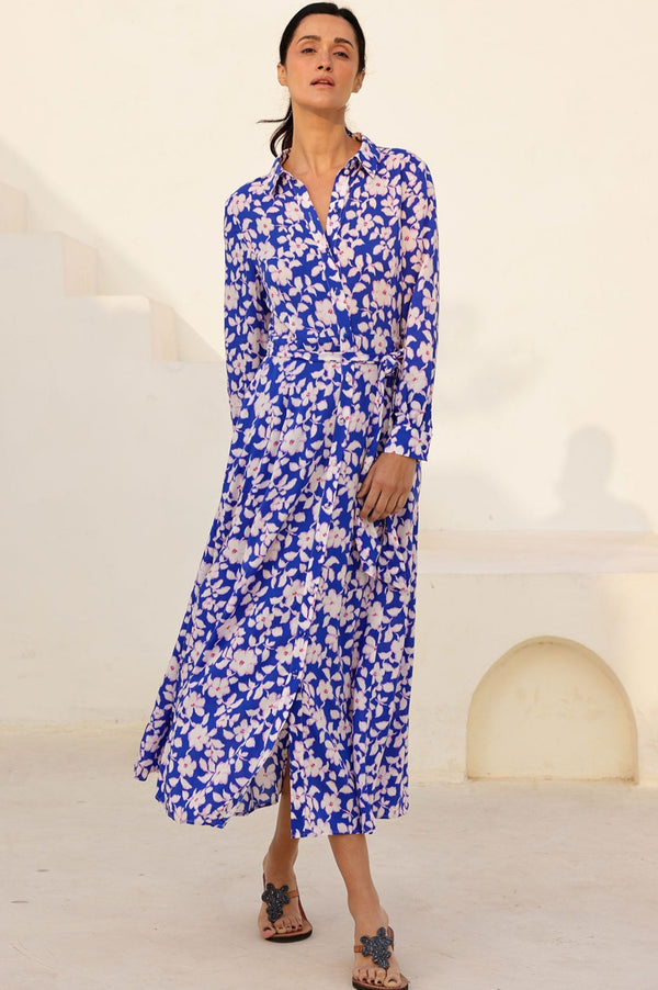 Eliza EcoVero Shirt Dress | Blossom Cobalt/Pink