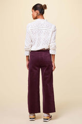 Kendal Cropped Stretch Corduroy Trouser | Burgundy