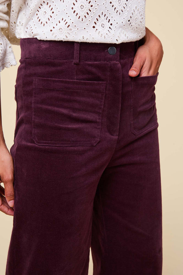 Kendal Cropped Corduroy Trouser | Burgundy