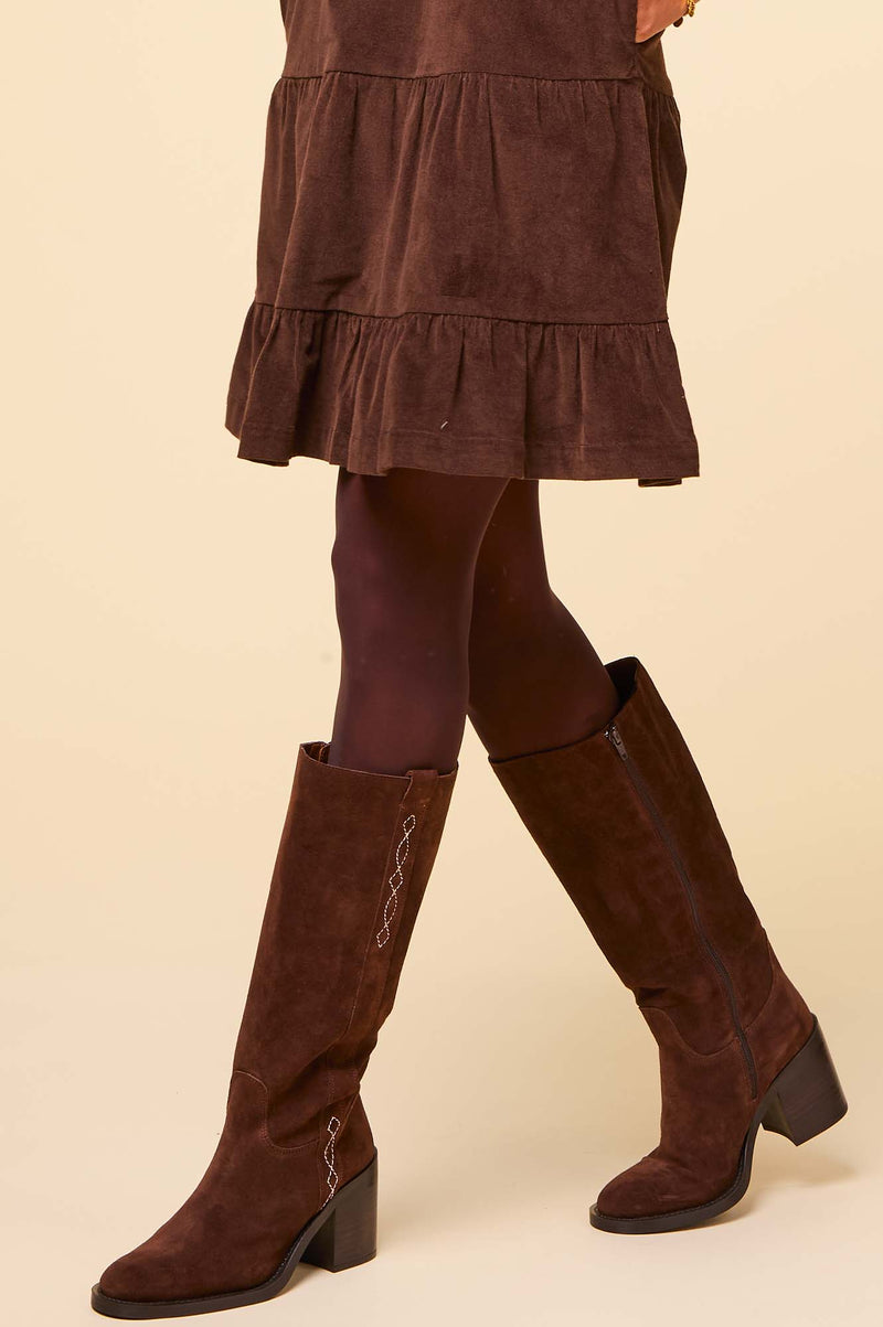 Selena Knee High Suede Boot | Chocolate