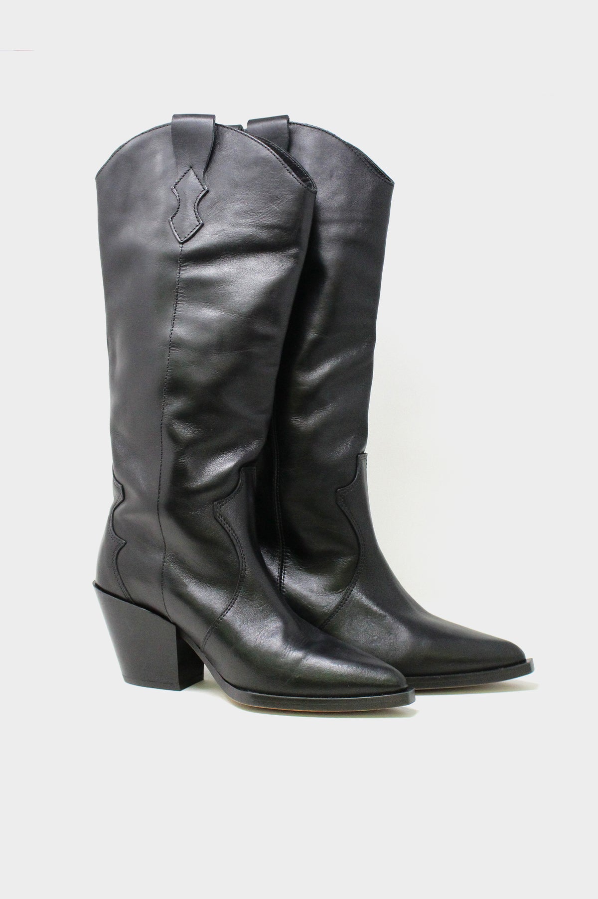 Knee high black cowboy boots best sale