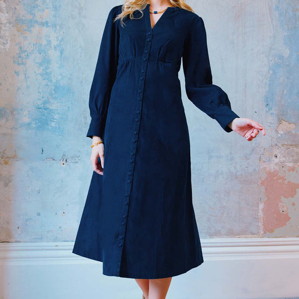 Aspiga Ladies Sustainable Trinity Blue Midnight Corduroy Dress