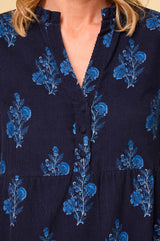 Liv Printed Corduroy Dress | Flower Print Navy