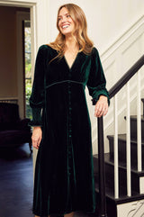 Long Sleeve Velvet Sally Anne | Emerald